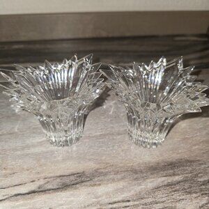 Mikasa Crystal Starburst Votive Candle Holders Set of 2 | 4” Fluted Sunburst...